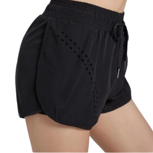 Sweat-absorbent and breathable double layer sports three-quarter shorts for women