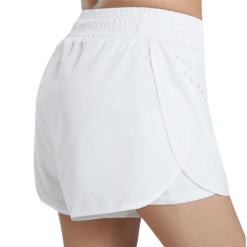 Sweat-absorbent and breathable double layer sports three-quarter shorts for women