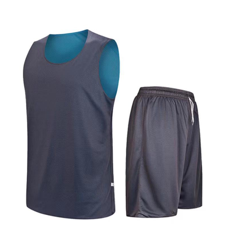 Sweat-absorbent and breathable reversible basketball jersey for children