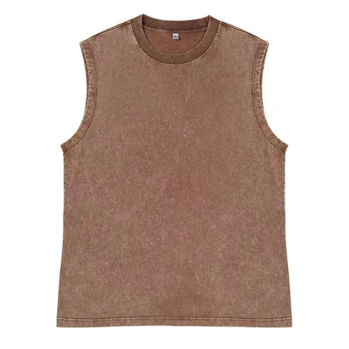 Washed and Distressed Fried snowflake trendy pine sleeveless vest