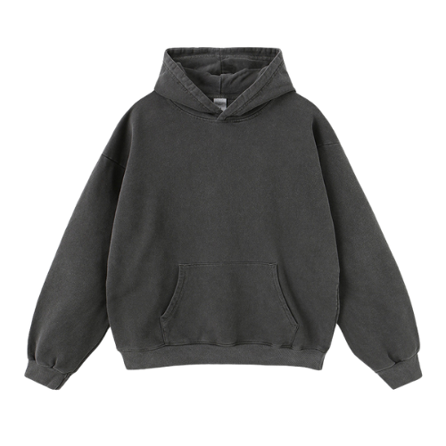 Heavy Salt Water Washed Distressed Pullover Hooded Sweatshirt-420g