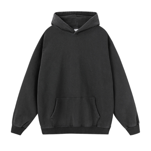 Heavy Salt Water Washed Distressed Pullover Hooded Sweatshirt-420g