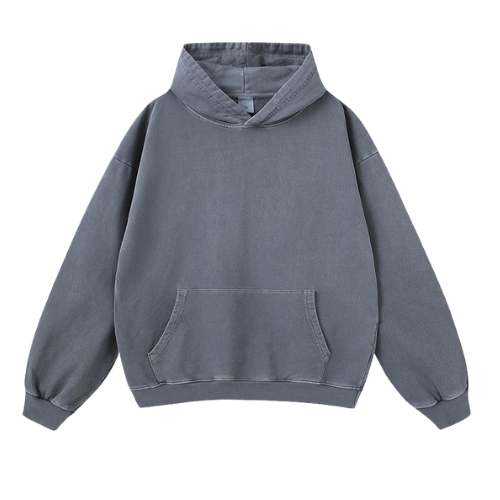 Heavy Salt Water Washed Distressed Pullover Hooded Sweatshirt-420g