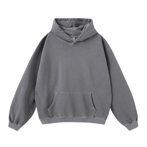 Heavy Salt Water Washed Distressed Pullover Hooded Sweatshirt-420g