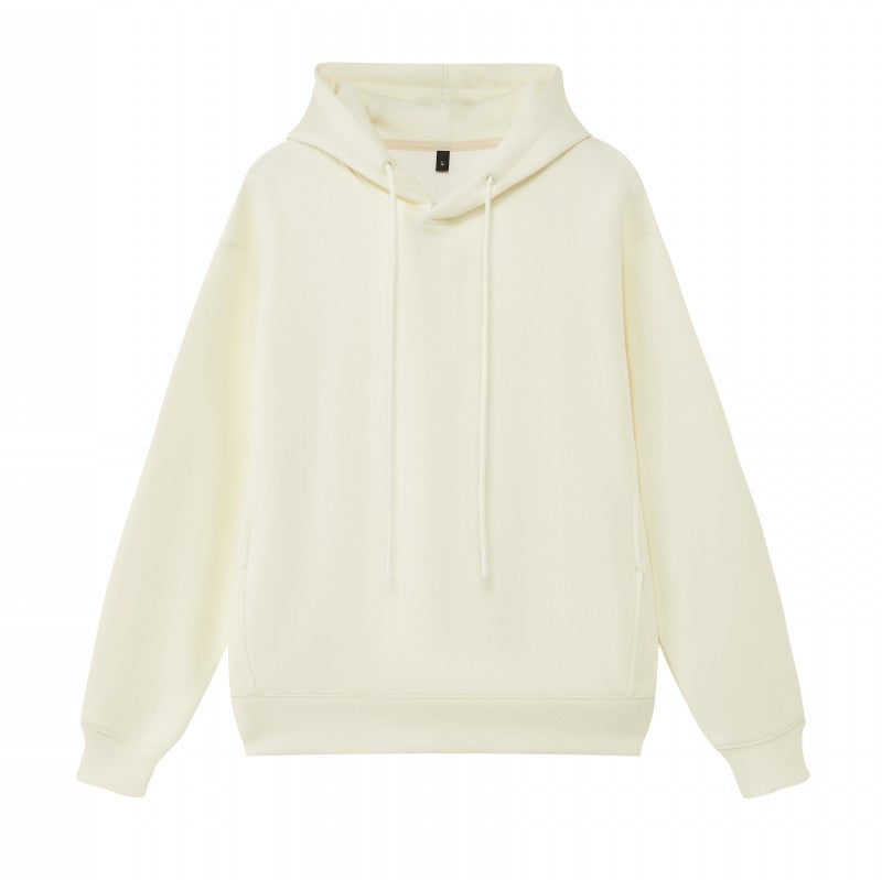 Polyester cotton drop shoulder hoodie side pockets