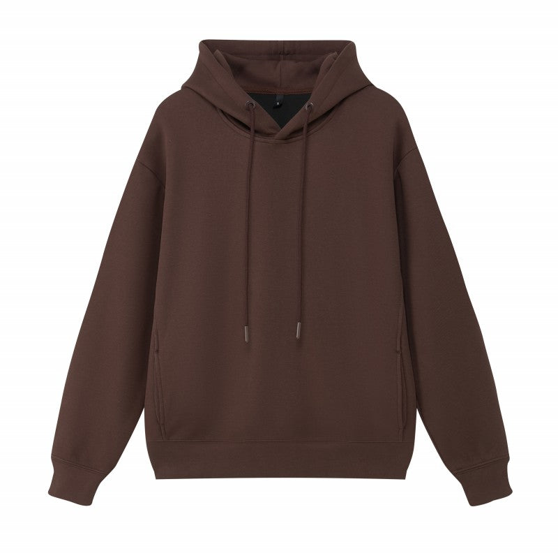 Polyester cotton drop shoulder hoodie side pockets