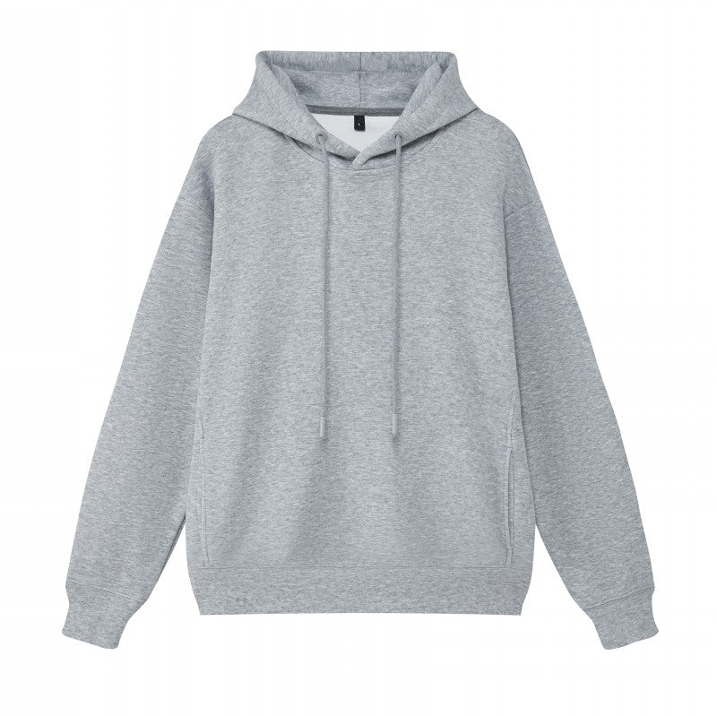 Polyester cotton drop shoulder hoodie side pockets