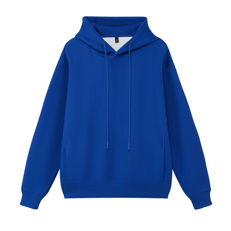 Polyester cotton drop shoulder hoodie side pockets