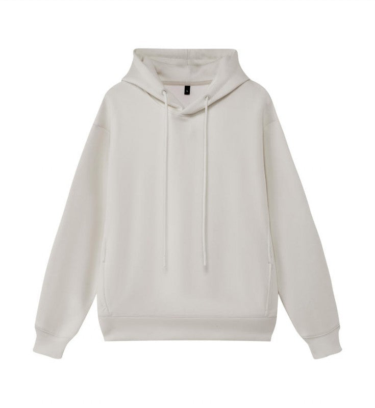 Polyester cotton drop shoulder hoodie side pockets