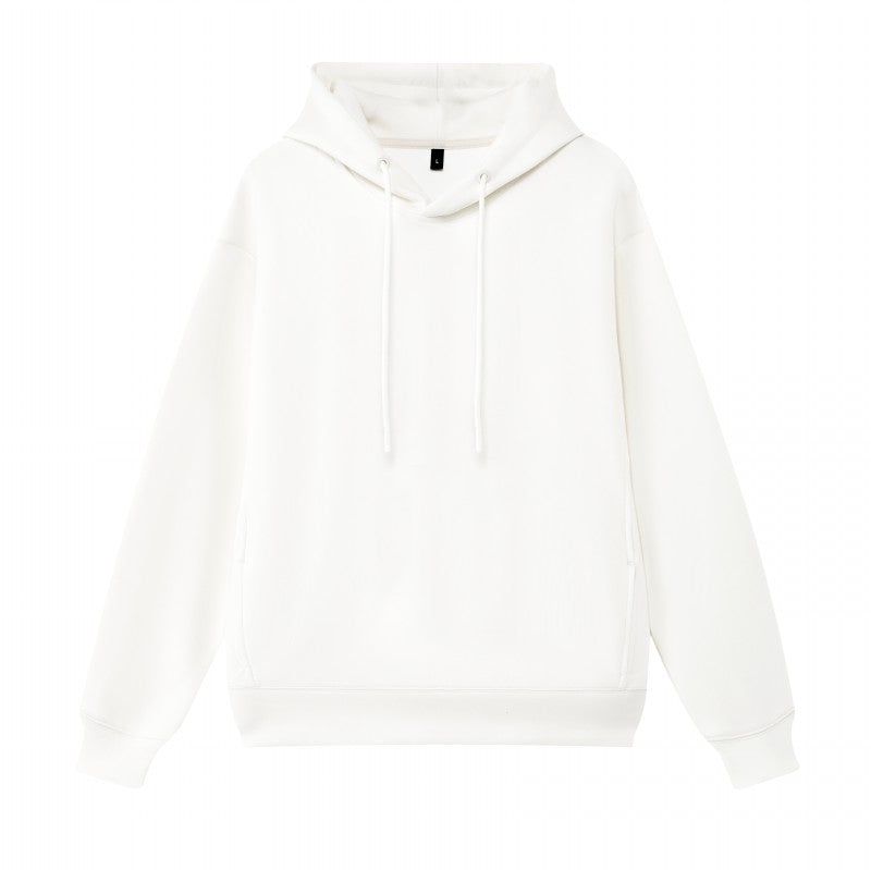 Polyester cotton drop shoulder hoodie side pockets