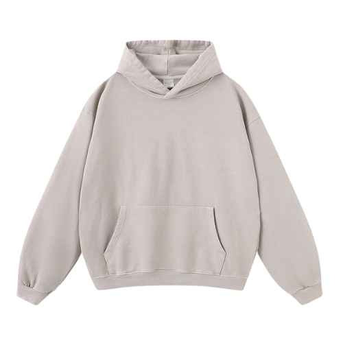 Heavy Salt Water Washed Distressed Pullover Hooded Sweatshirt-420g