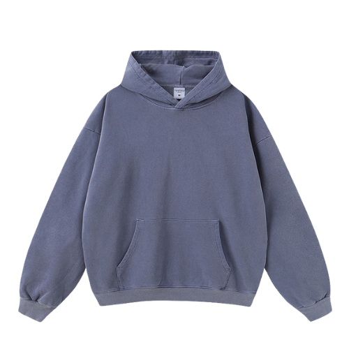 Heavy Salt Water Washed Distressed Pullover Hooded Sweatshirt-420g