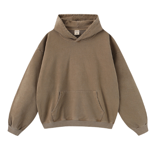 Heavy Salt Water Washed Distressed Pullover Hooded Sweatshirt-420g