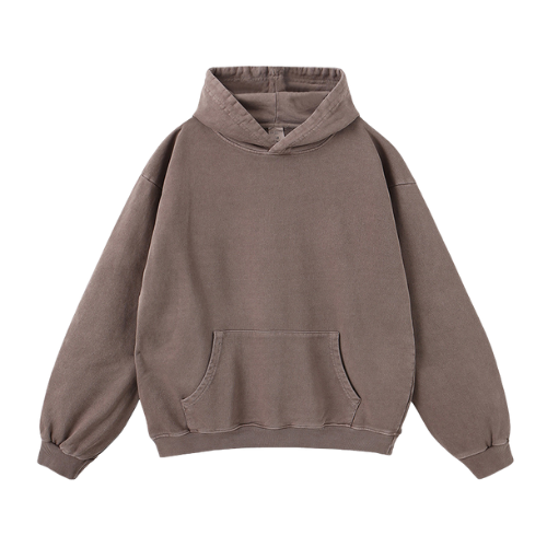 Heavy Salt Water Washed Distressed Pullover Hooded Sweatshirt-420g
