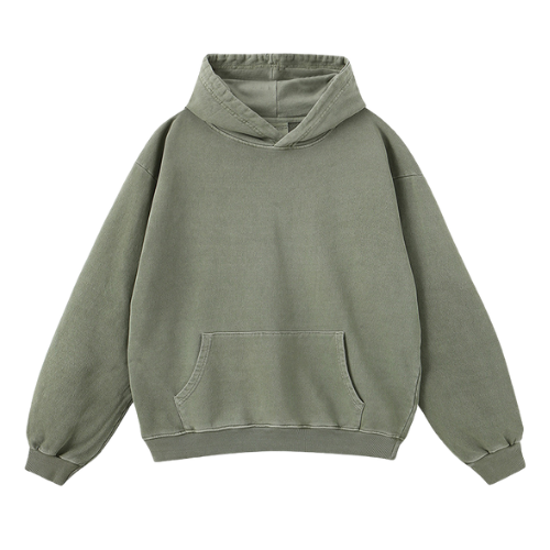 Heavy Salt Water Washed Distressed Pullover Hooded Sweatshirt-420g
