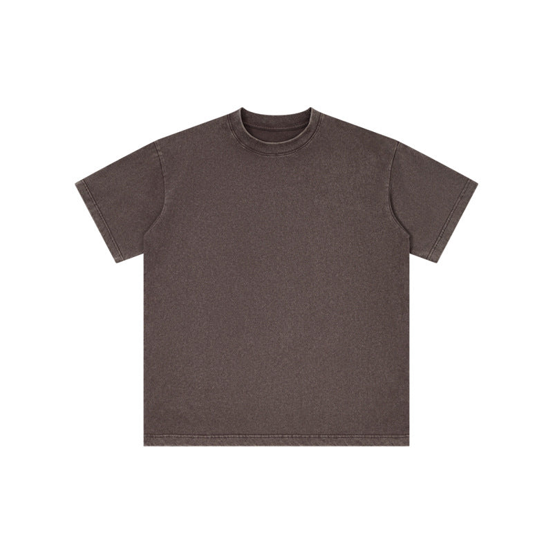 Washed Fried Snowflake Round Collar Vintage Tees -230g
