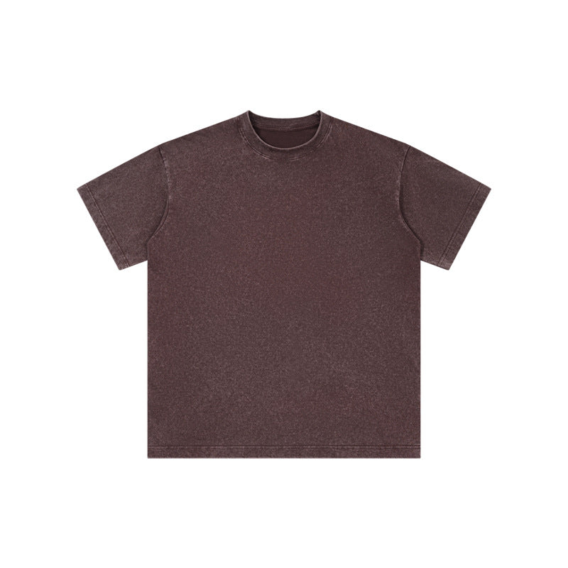 Washed Fried Snowflake Round Collar Vintage Tees -230g