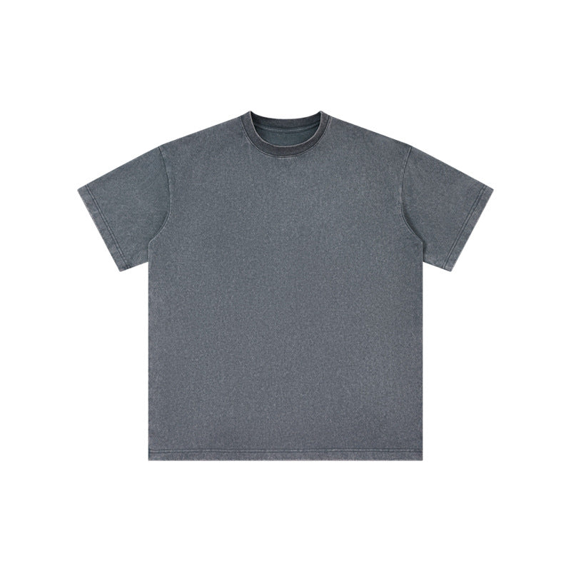 Washed Fried Snowflake Round Collar Vintage Tees -230g