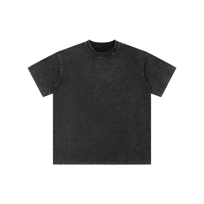 Washed Fried Snowflake Round Collar Vintage Tees -230g