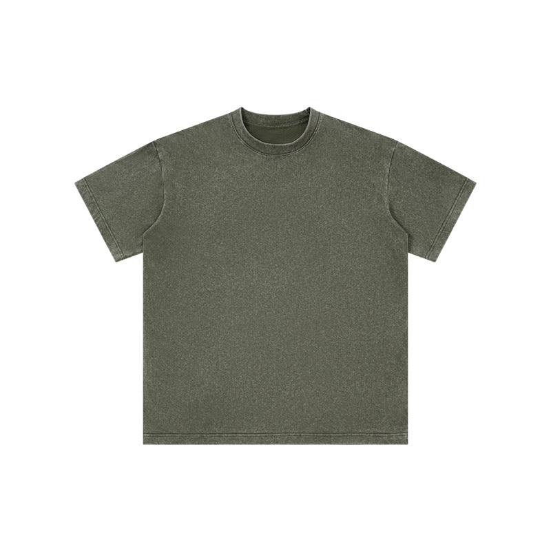 Washed Fried Snowflake Round Collar Vintage Tees -230g