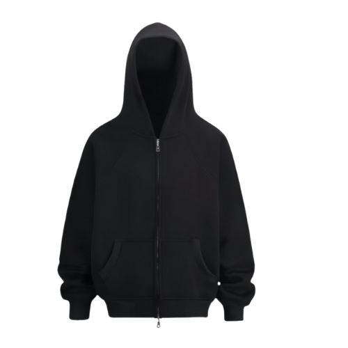 550g Double Zipper Sweatshirt Hooded Jacket With Raglan Sleeves