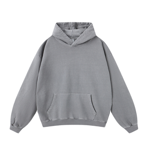 Heavy Salt Water Washed Distressed Pullover Hooded Sweatshirt-420g
