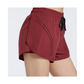 Sweat-absorbent and breathable double layer sports three-quarter shorts for women