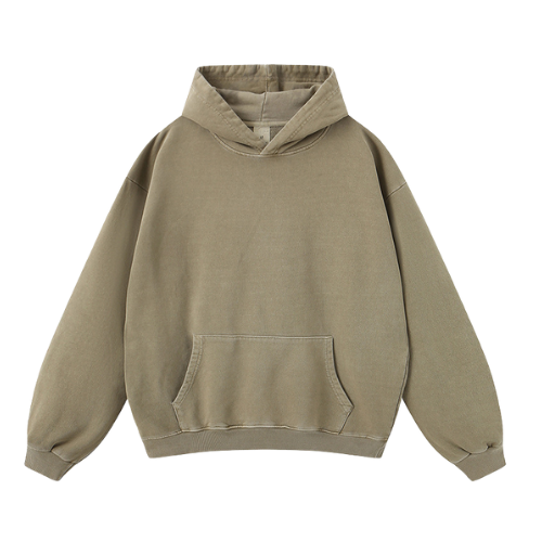 Heavy Salt Water Washed Distressed Pullover Hooded Sweatshirt-420g