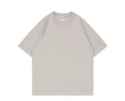 Pure Cotton Off-Shoulder Loose Round Neck T-Shirt 230g