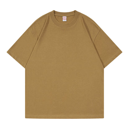 Round Neck Loose and Thick Off-Shoulder T-Shirt 270g