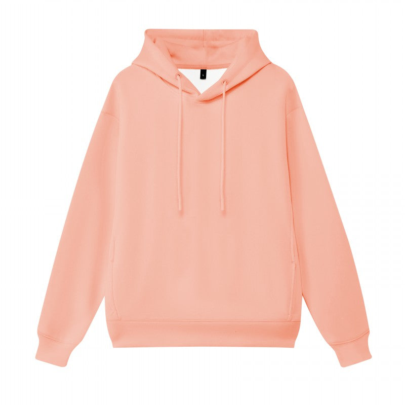 Polyester cotton drop shoulder hoodie side pockets