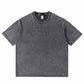 Dropped Shoulder Washed Distressed Short-Sieeved Cotton Round Neck T-Shirt 250g