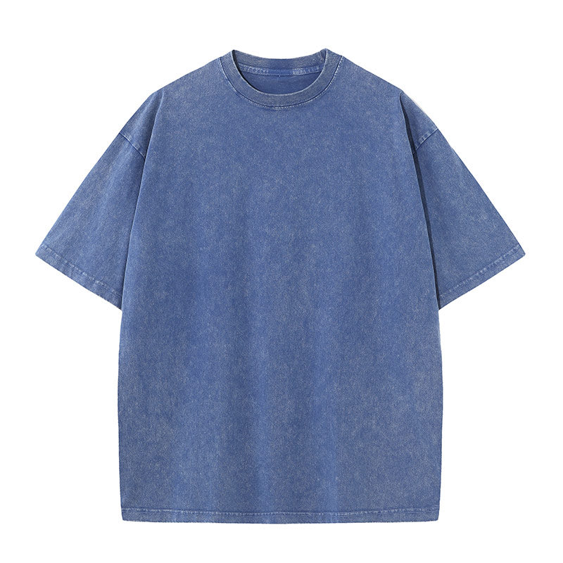 Pure Cotton Batik Distressed Round Neck Short Sleeves 230g