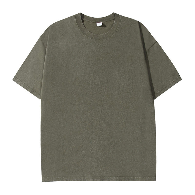 Pure Cotton Batik Distressed Round Neck Short Sleeves 230g