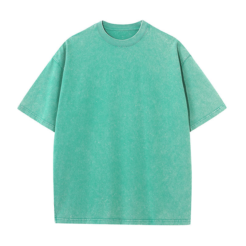 Pure Cotton Batik Distressed Round Neck Short Sleeves 230g