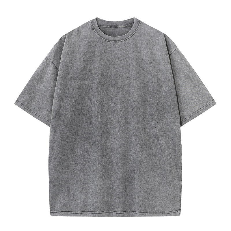 Pure Cotton Batik Distressed Round Neck Short Sleeves 230g