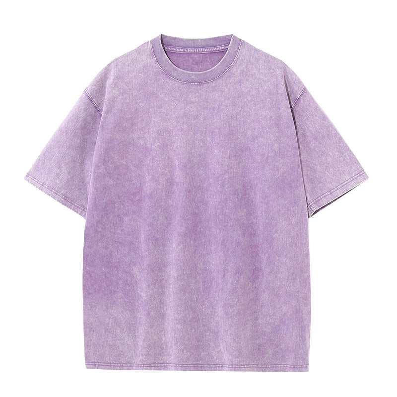 Pure Cotton Batik Distressed Round Neck Short Sleeves 230g