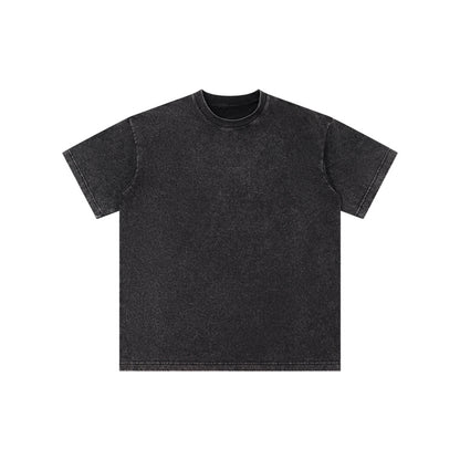 Washed Fried Snowflake Round Collar Vintage Tees -230g